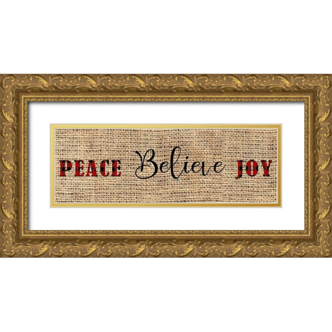 Peace Belive Plaid Gold Ornate Wood Framed Art Print with Double Matting by Allen, Kimberly