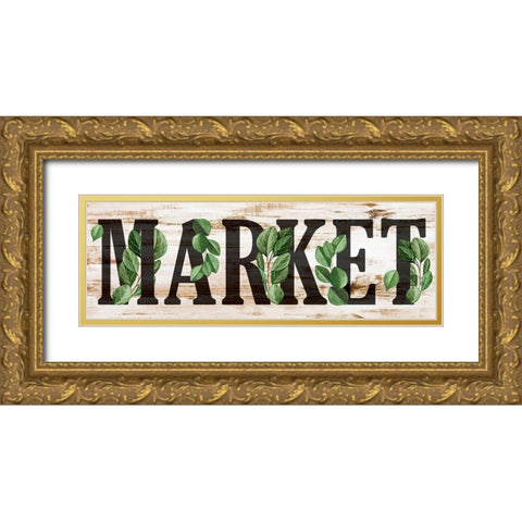 Market Greens Gold Ornate Wood Framed Art Print with Double Matting by Allen, Kimberly