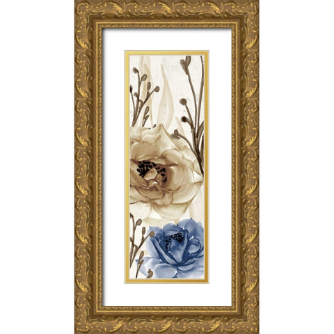 Blue Notes Panel 1 Gold Ornate Wood Framed Art Print with Double Matting by Allen, Kimberly