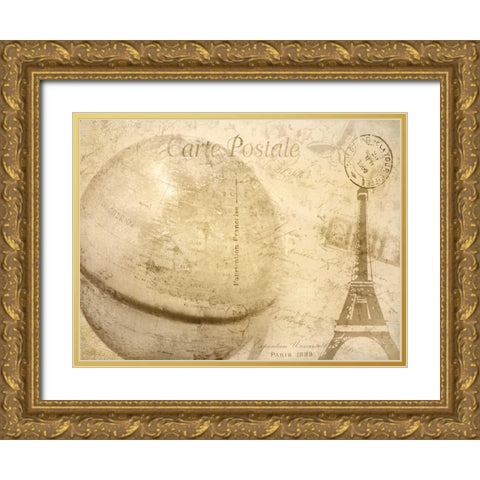 Globe Gold Ornate Wood Framed Art Print with Double Matting by Allen, Kimberly
