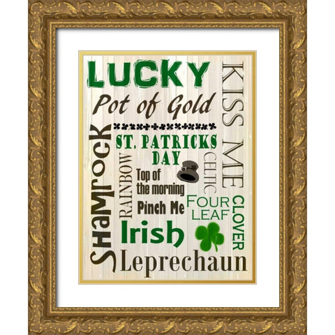 St Patricks Day Gold Ornate Wood Framed Art Print with Double Matting by Allen, Kimberly