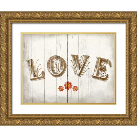 Love Gold Ornate Wood Framed Art Print with Double Matting by Allen, Kimberly
