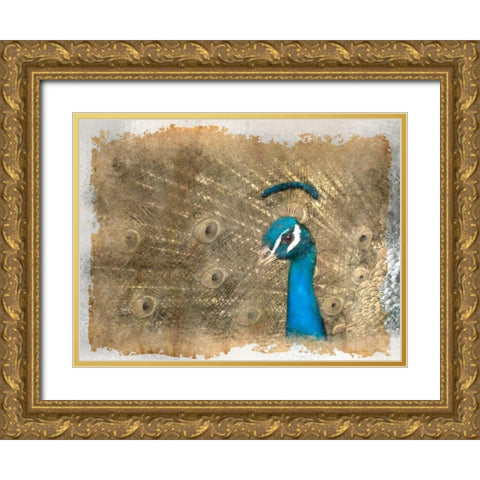 Antique Peaccock Gold Ornate Wood Framed Art Print with Double Matting by Allen, Kimberly