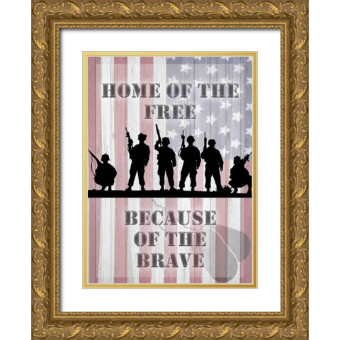 Home Of The Free Gold Ornate Wood Framed Art Print with Double Matting by Allen, Kimberly
