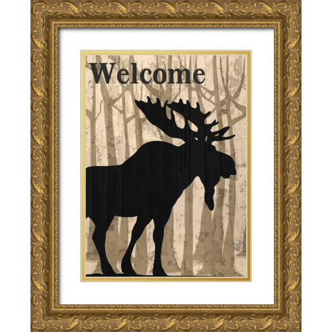 Welcome To The Lodge Gold Ornate Wood Framed Art Print with Double Matting by Allen, Kimberly