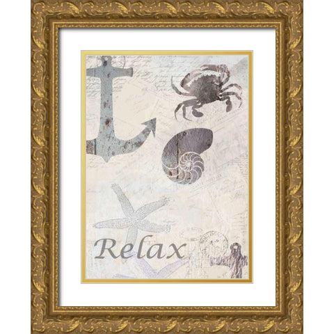 Coastal Relax Gold Ornate Wood Framed Art Print with Double Matting by Allen, Kimberly