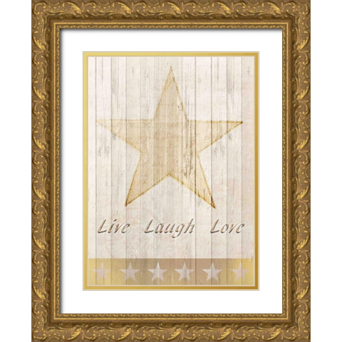 Live Laugh Love Gold Gold Ornate Wood Framed Art Print with Double Matting by Allen, Kimberly