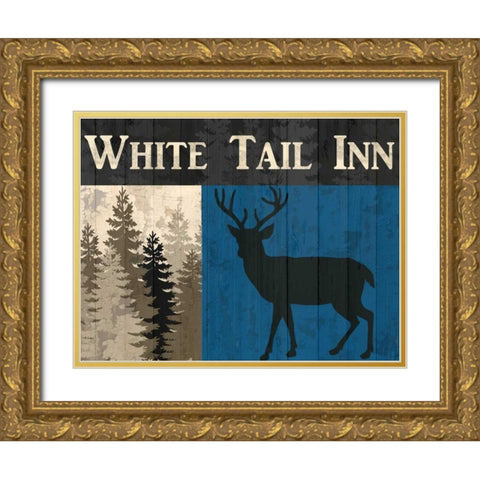 White Tail Inn Gold Ornate Wood Framed Art Print with Double Matting by Allen, Kimberly