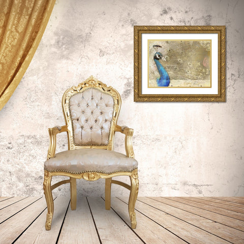 Peacock Royal Gold Ornate Wood Framed Art Print with Double Matting by Allen, Kimberly