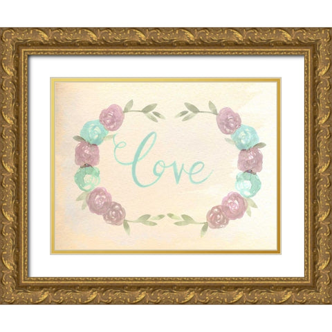 Flowered Love Gold Ornate Wood Framed Art Print with Double Matting by Allen, Kimberly