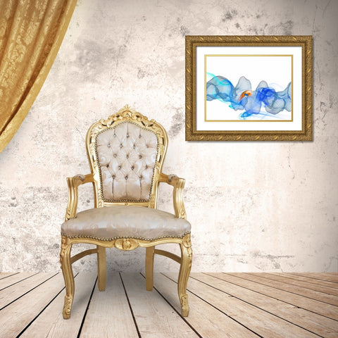 Blue Smoke Gold Ornate Wood Framed Art Print with Double Matting by Allen, Kimberly