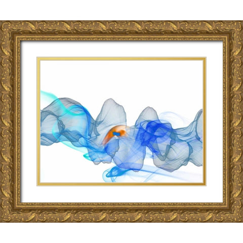 Blue Smoke Gold Ornate Wood Framed Art Print with Double Matting by Allen, Kimberly