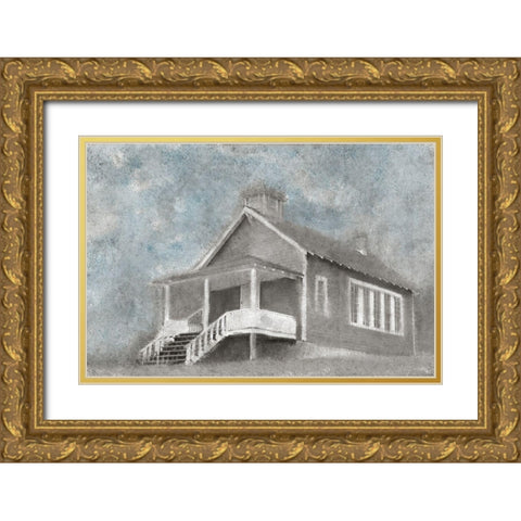 Steps to School Gold Ornate Wood Framed Art Print with Double Matting by Kimberly, Allen