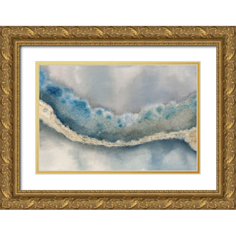 Streams of Blue Gold Ornate Wood Framed Art Print with Double Matting by Kimberly, Allen