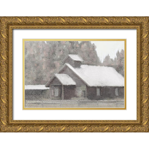 At the Farm Gold Ornate Wood Framed Art Print with Double Matting by Kimberly, Allen
