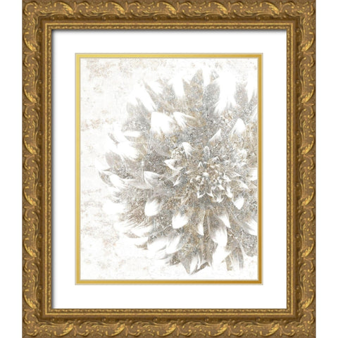 Silver Blooms 2 Gold Ornate Wood Framed Art Print with Double Matting by Kimberly, Allen