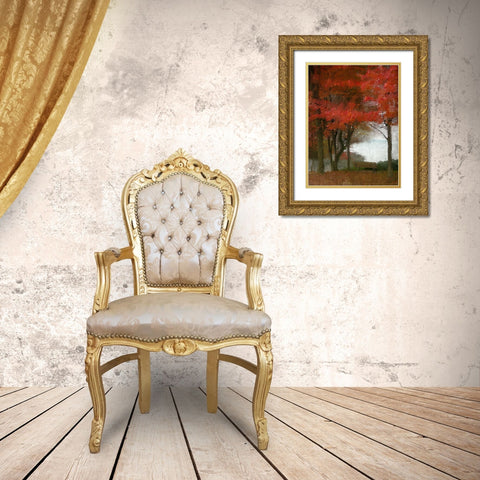 Maple Tree Walk Gold Ornate Wood Framed Art Print with Double Matting by Kimberly, Allen