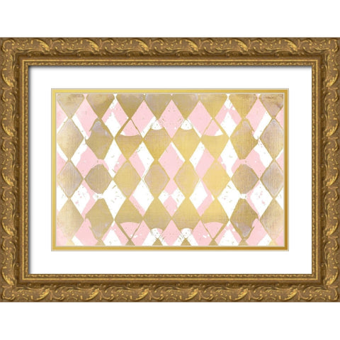 Pink and Gold Gold Ornate Wood Framed Art Print with Double Matting by Kimberly, Allen