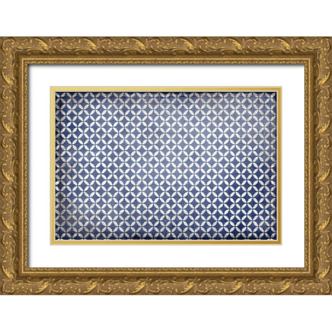 Navy Geo Gold Ornate Wood Framed Art Print with Double Matting by Kimberly, Allen