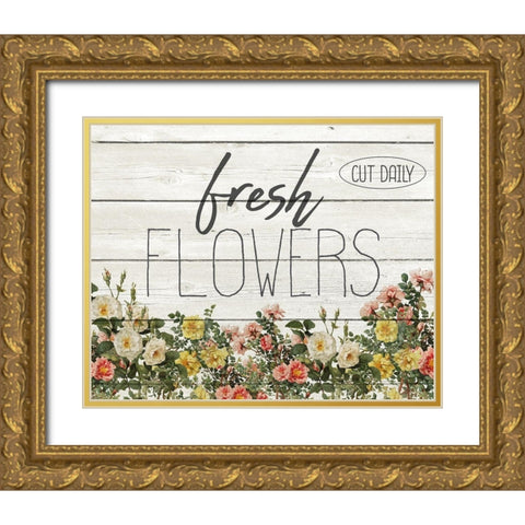 Fresh Flowers Gold Ornate Wood Framed Art Print with Double Matting by Kimberly, Allen