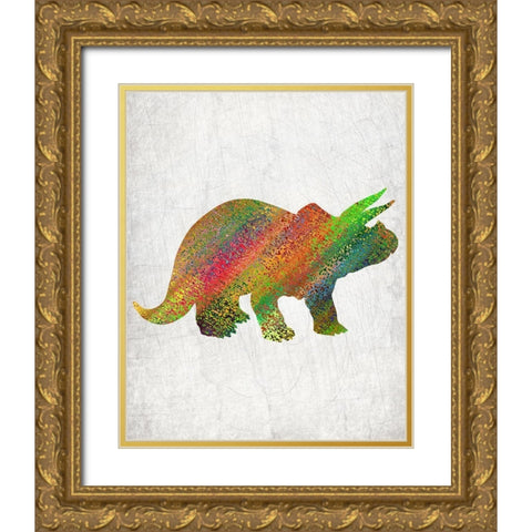 Bright Dino 3 Gold Ornate Wood Framed Art Print with Double Matting by Kimberly, Allen