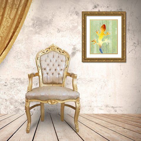 Painted Lizard 1 Gold Ornate Wood Framed Art Print with Double Matting by Kimberly, Allen