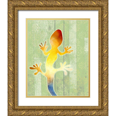 Painted Lizard 1 Gold Ornate Wood Framed Art Print with Double Matting by Kimberly, Allen