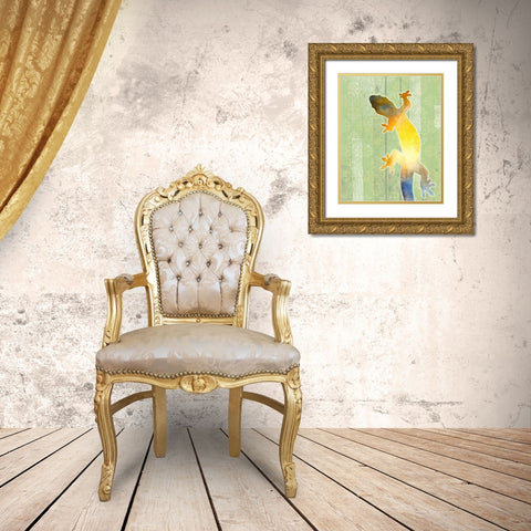 Painted Lizard 3 Gold Ornate Wood Framed Art Print with Double Matting by Kimberly, Allen