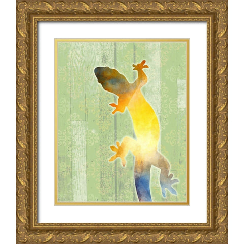 Painted Lizard 3 Gold Ornate Wood Framed Art Print with Double Matting by Kimberly, Allen