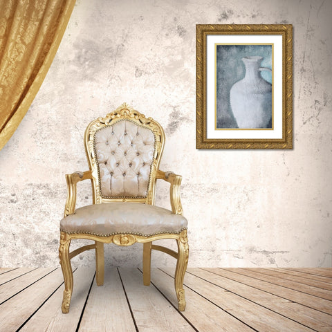 Cool Blue Gold Ornate Wood Framed Art Print with Double Matting by Allen, Kimberly