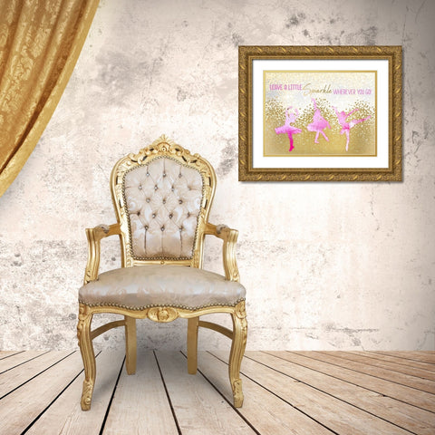 Leave a LIttle Sparkle v2 Gold Ornate Wood Framed Art Print with Double Matting by Kimberly, Allen