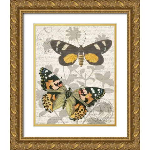 Butterfly Travel 2 Gold Ornate Wood Framed Art Print with Double Matting by Kimberly, Allen