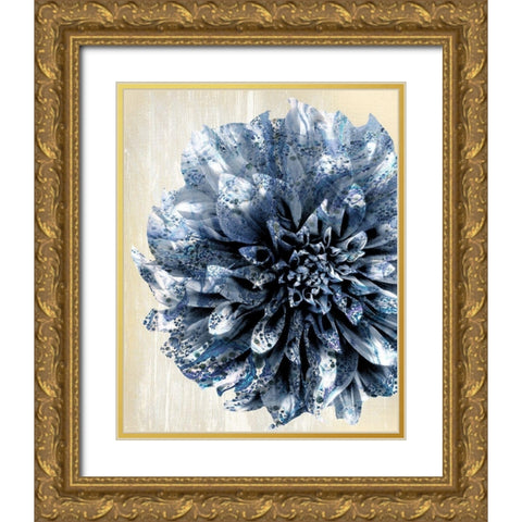 Indigo Marble Bloom 2 Gold Ornate Wood Framed Art Print with Double Matting by Allen, Kimberly