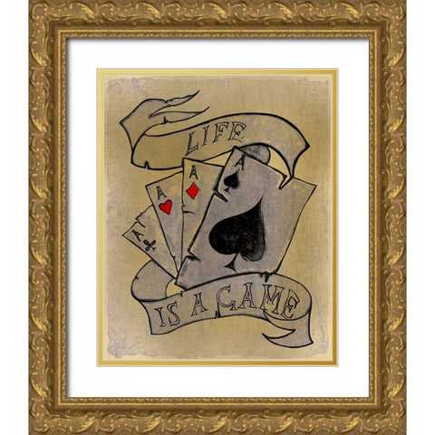 Life is a Game Gold Ornate Wood Framed Art Print with Double Matting by Kimberly, Allen