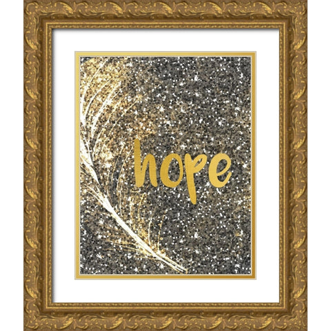 Gold Feather 2 Gold Ornate Wood Framed Art Print with Double Matting by Kimberly, Allen