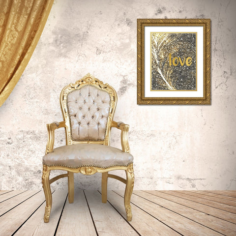 Gold Feather 3 Gold Ornate Wood Framed Art Print with Double Matting by Kimberly, Allen