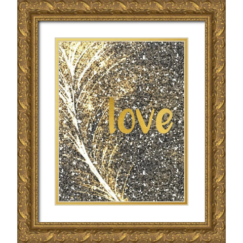 Gold Feather 3 Gold Ornate Wood Framed Art Print with Double Matting by Kimberly, Allen