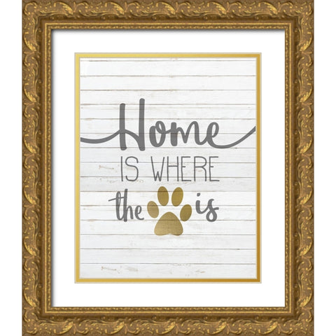 Where is Home Gold Ornate Wood Framed Art Print with Double Matting by Kimberly, Allen