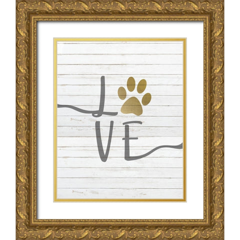 Paw Love Gold Ornate Wood Framed Art Print with Double Matting by Kimberly, Allen