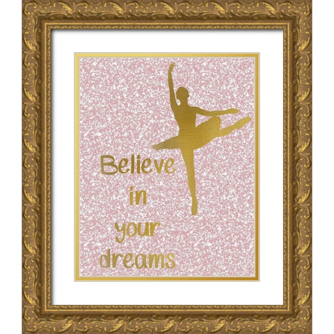 Happy 2 Gold Ornate Wood Framed Art Print with Double Matting by Kimberly, Allen