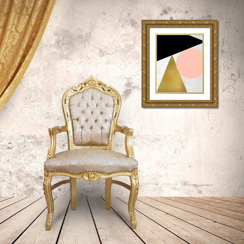 Triangle Circle 1 Gold Ornate Wood Framed Art Print with Double Matting by Kimberly, Allen