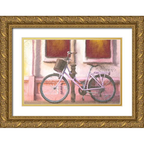 Pink Riding Gold Ornate Wood Framed Art Print with Double Matting by Kimberly, Allen