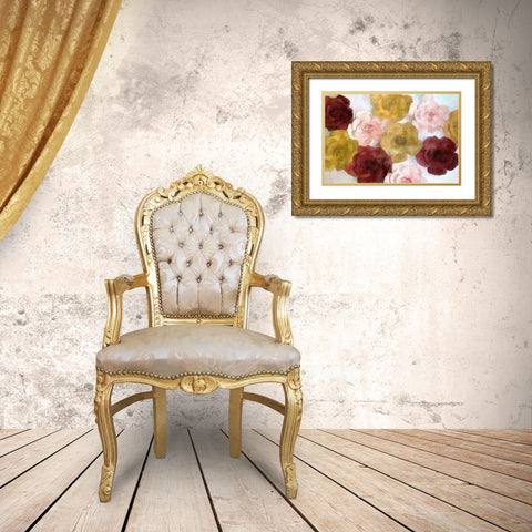 Burgandy Bloom Gold Ornate Wood Framed Art Print with Double Matting by Kimberly, Allen