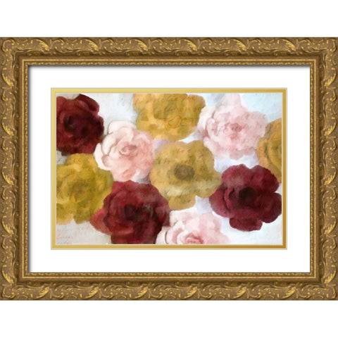 Burgandy Bloom Gold Ornate Wood Framed Art Print with Double Matting by Kimberly, Allen