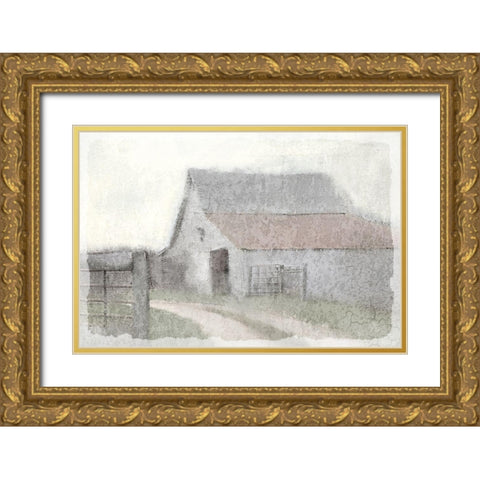 To the Barn Gold Ornate Wood Framed Art Print with Double Matting by Kimberly, Allen