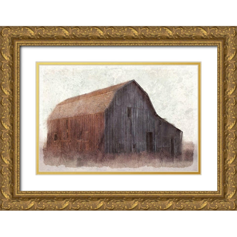 At the Barn Gold Ornate Wood Framed Art Print with Double Matting by Kimberly, Allen