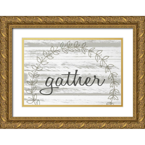 Gather Wreath Gold Ornate Wood Framed Art Print with Double Matting by Kimberly, Allen