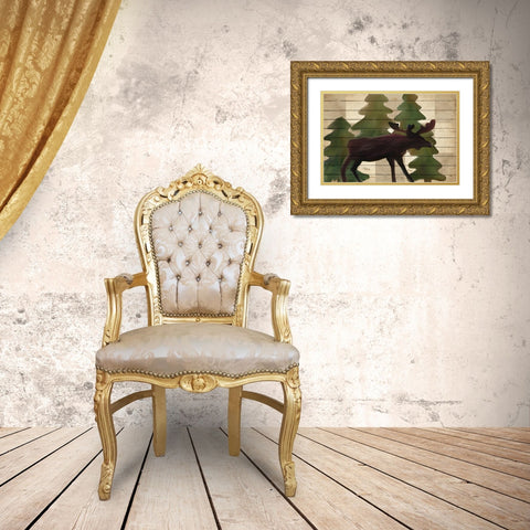 Moose Lodge Gold Ornate Wood Framed Art Print with Double Matting by Kimberly, Allen
