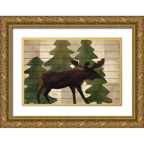Moose Lodge Gold Ornate Wood Framed Art Print with Double Matting by Kimberly, Allen