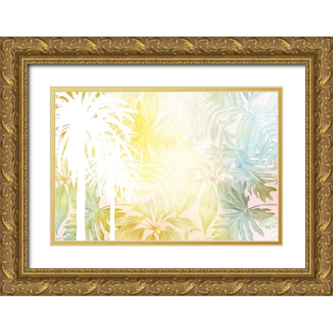 White Palms Gold Ornate Wood Framed Art Print with Double Matting by Kimberly, Allen